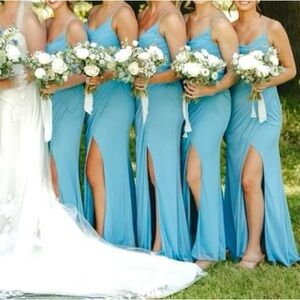Steel blue Azazie bridesmaid dress